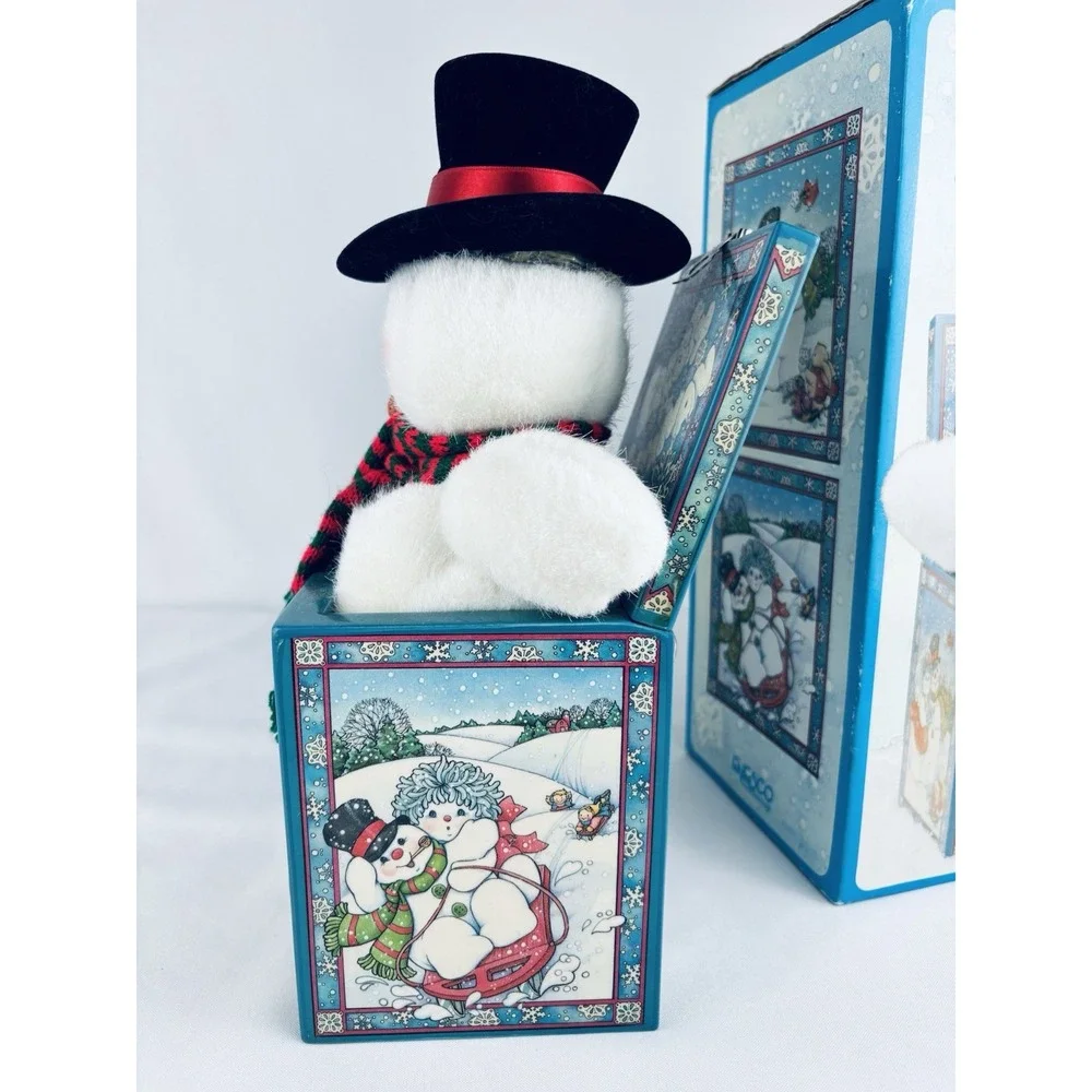 Vintage Enesco Frosty The Snowman Musical Jack-In-The-Box Christmas - Working